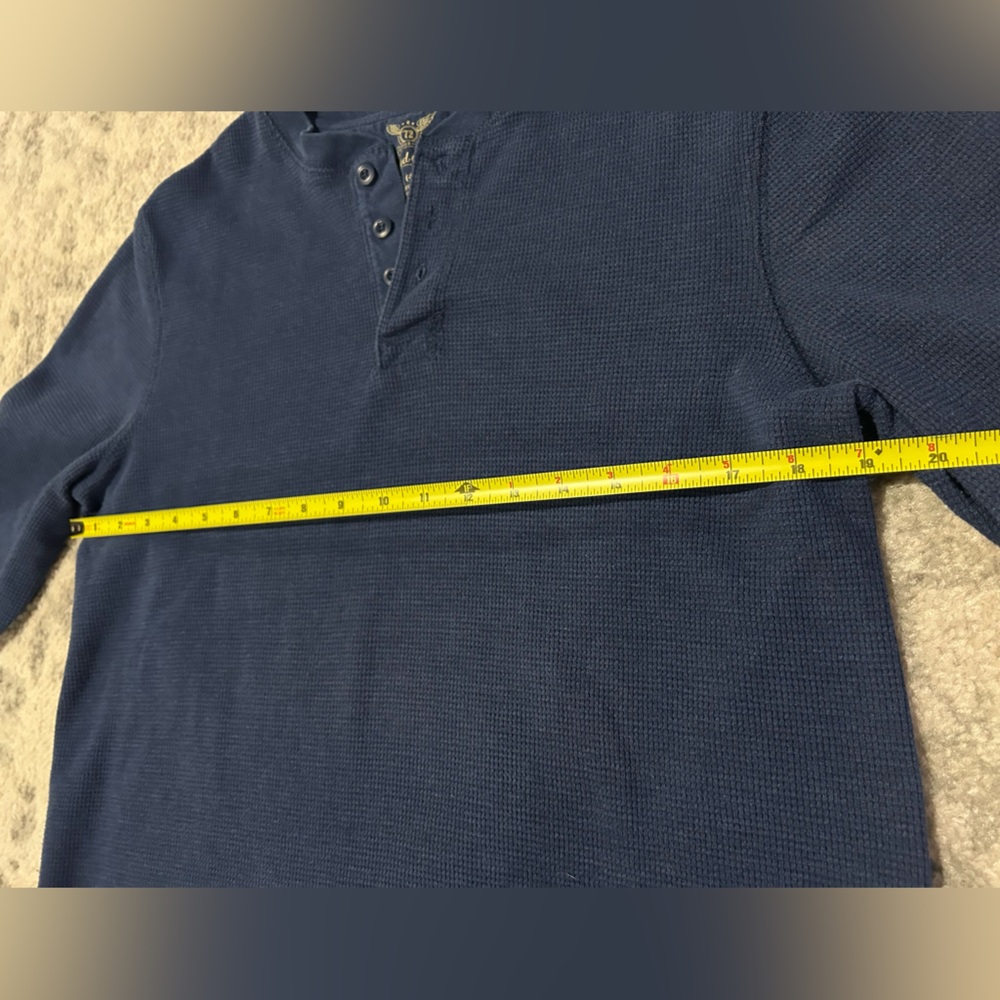 Waffle Knit Men’s Blue Henley Faded Glory Large - Picture 2 of 9